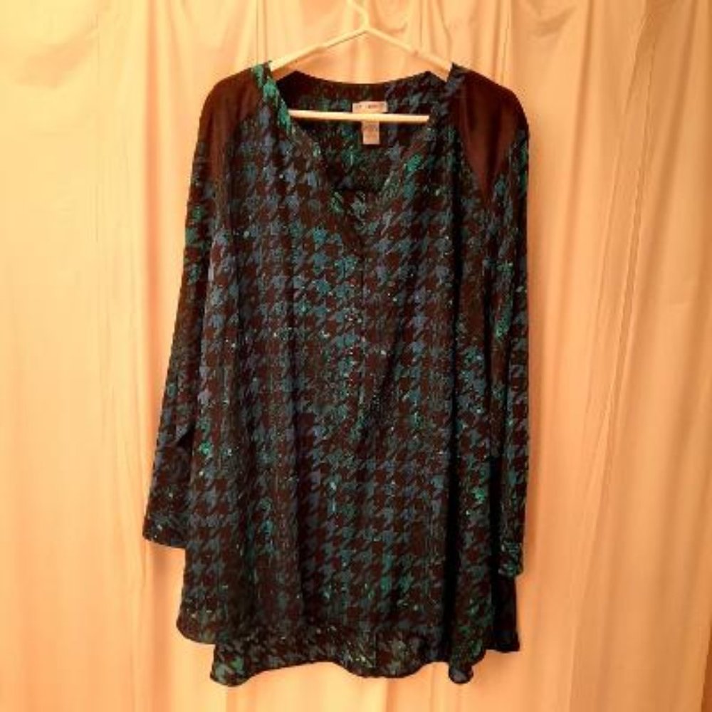 Catherines Blue and Black Tunic 3X